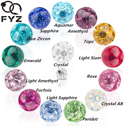 Смешанный 14 Цвет Gem Кристалл Ferido Смола 1,2*3 мм мяч серьги для бровей N кольцо Замена пирсинг ювелирные изделия