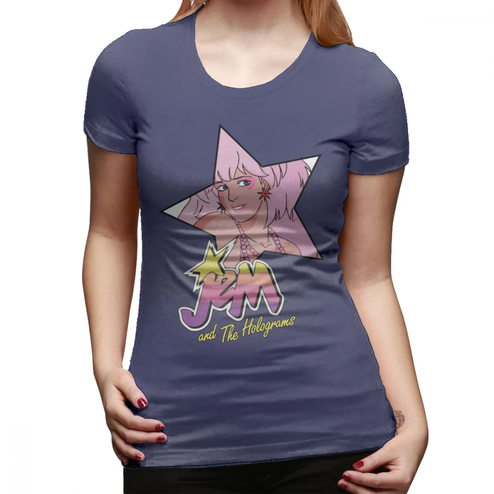 Футболка с изображением клубники Jem And The Holograms Star Kawaii футболка Мода 100 хлопчатобумажная женская футболка белые женские футболка - Цвет: Тёмно-синий
