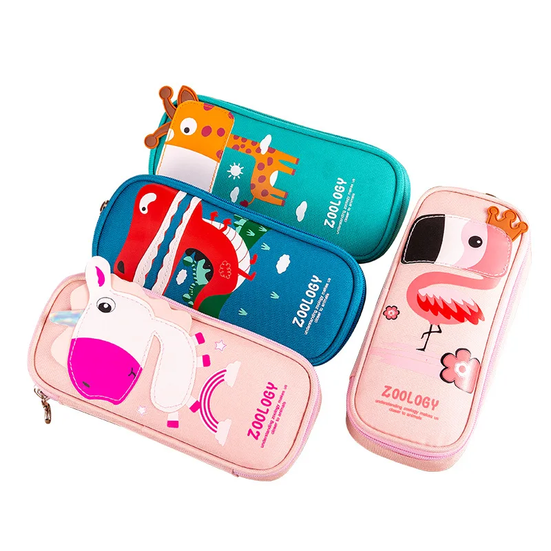 Kawaii Animal Unicorn Dinosaur Flamingo Pencil Case Zipper Large Capacity Cute Box Portable Storage Bag school supplies | Канцтовары для