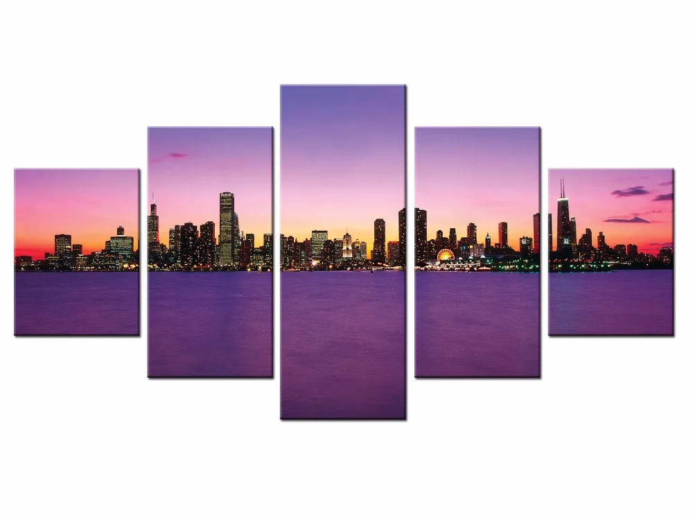5 шт. большой холст картины живописные городские настенные для гостиной печать