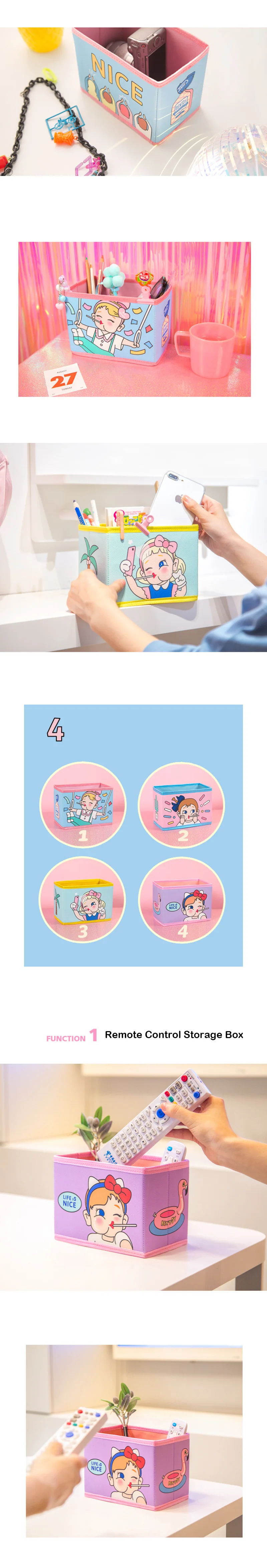 Милые Kawaii Ручки держатели канцелярские PU Карандаш Органайзер настольный набор аксессуаров офисный школьный Квадратный Контейнер Настольный ящик для хранения