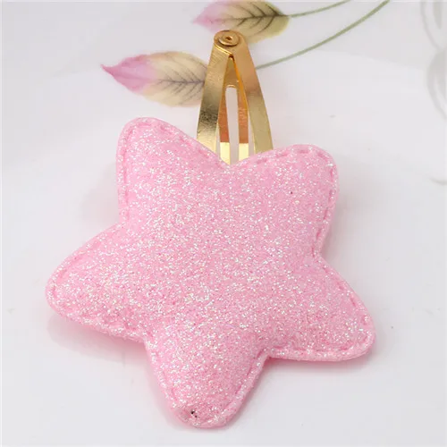 pink star Новое поступление, Летние Стильные металлические цветные детские блестящие заколки со звездами, детские шпильки для волос для девочек, аксессуары, заколки для волос с сердечками и звездами - Цвет: pink star
