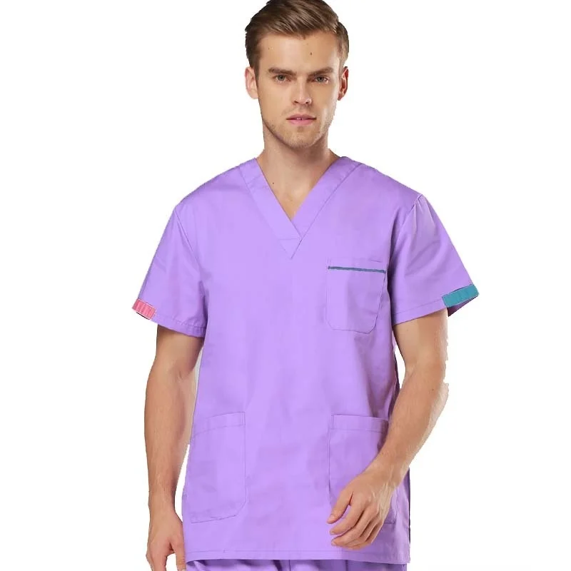 Мужская медицинская Униформа скрабы набор цветная блокировка дизайн