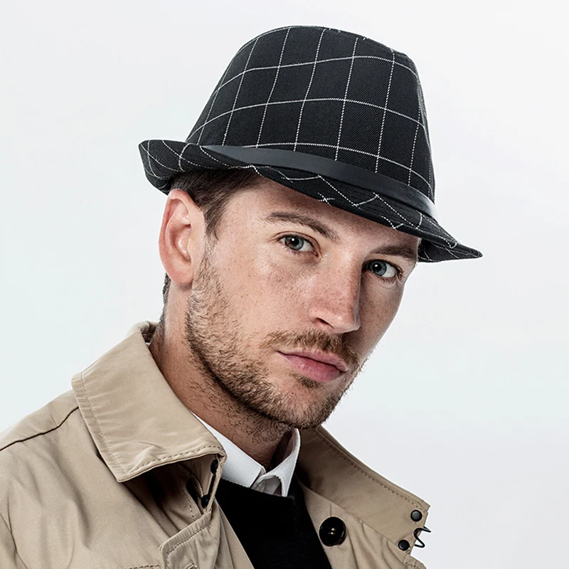 Простая решетка манхэттенская шерстяная фетровая шляпа для мужчин и женщин
