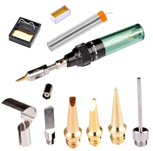 Высокое качество электроники DIY MT-100 Газовый паяльник бутан газовый паяльник пистолет беспроводной паяльник сварочный Ремонт набор инструментов - Цвет: 11 in 1