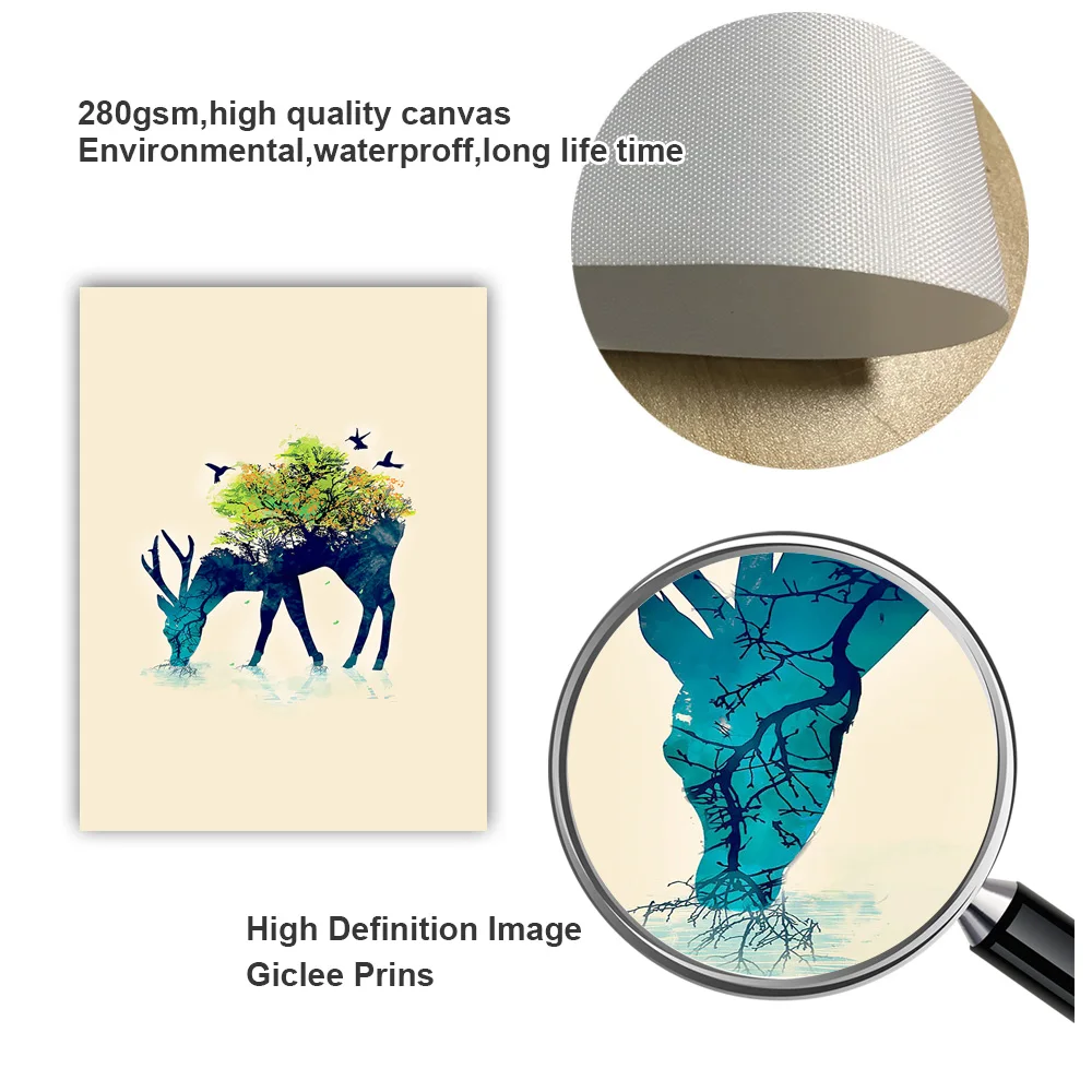Абстрактный олень красочное дерево скандинавский настенный художественный