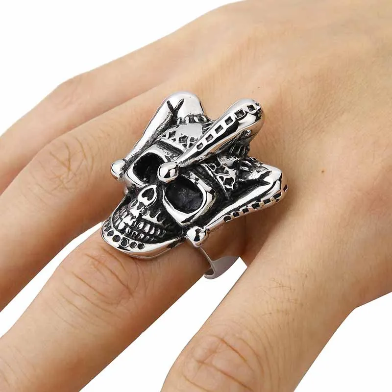 Мужские черные панковские кольца готическое кольцо с клоуном из нержавеющей