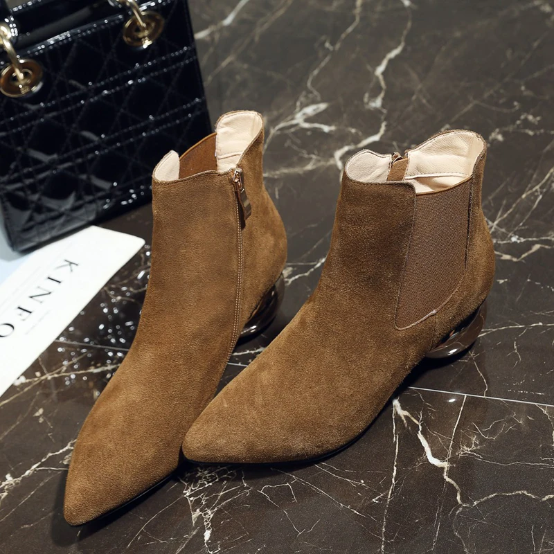 Размера плюс Большие размеры 33 40 женская обувь из натуральной замши Обувь с Лью