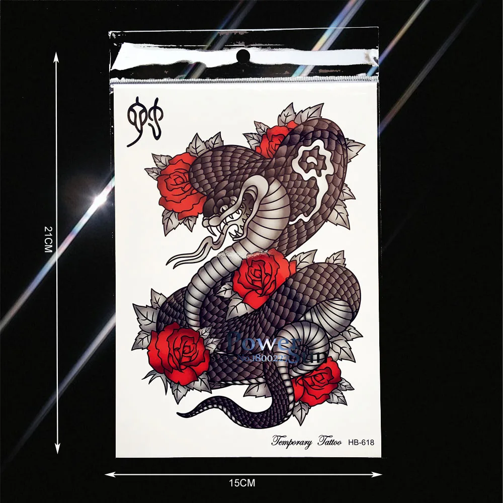Змеиный принт водонепроницаемый временные татуировки для женщин и мужчин Тотем