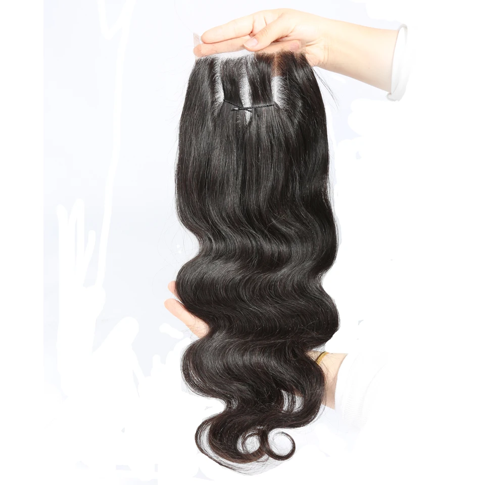 QueenKing волос бразильский закрытия шнурка волна Волосы remy " х 5" 3 Way Часть 10-18 дюйм(ов) закрытие человеческие волосы натуральный Цвет