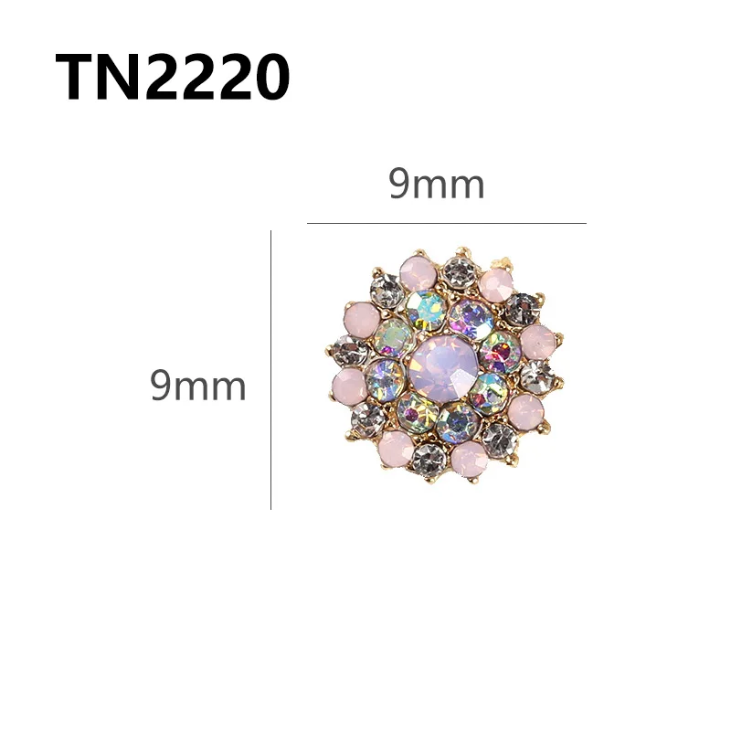 10 шт./лот цветные блестки 3D цветок дизайн ногтей стразы сплав шпильки маникюр