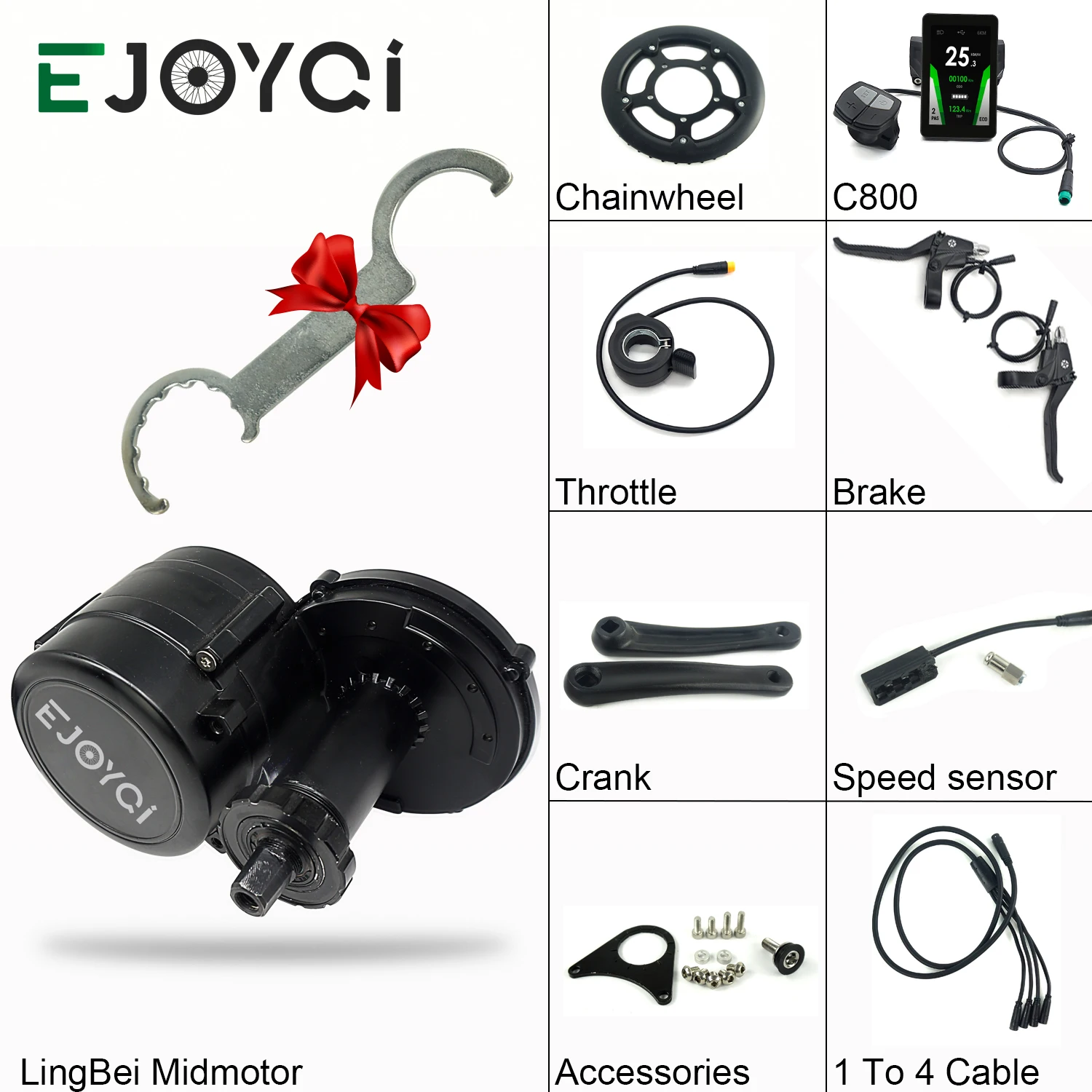 EJOYQi LingBei Средний мотор 36 в 250 Вт 350 светильник с функцией C600 C800 ЖК дисплей Датчик