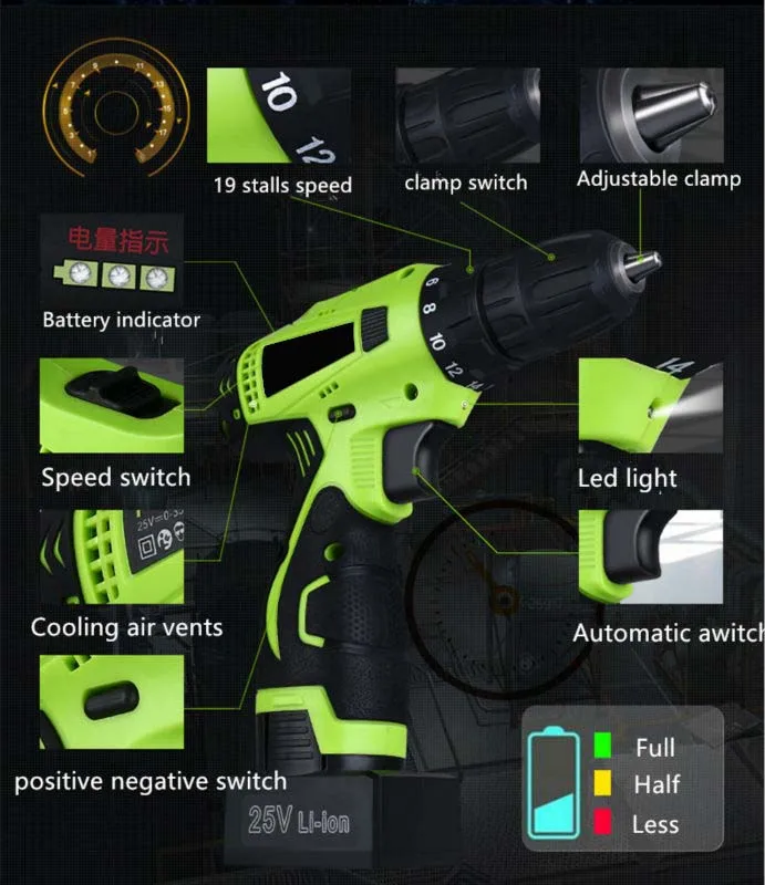 25 В беспроводные Отвёртки Многофункциональный Механические Инструменты Мини