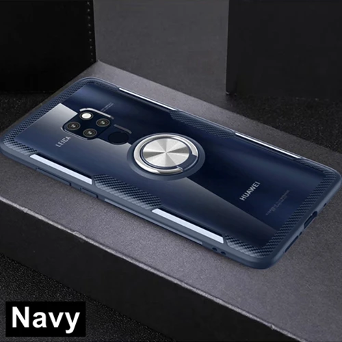 navy Противоударный чехол для huawei mate 20 Pro Honor 10 lite 8X Max P30 Pro Honor 20 Nova 5 4 V20 прозрачный кольцевой чехол с магнитной подставкой - Цвет: navy