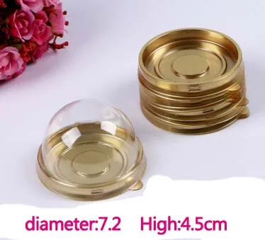 Round golden pad 50 шт. прозрачный пластиковый яичный желток Puff Поле тесто хлеб луна торт посылка ящики для хранения кекс Cookie хлебобулочные pack коробка - Цвет: Round golden pad