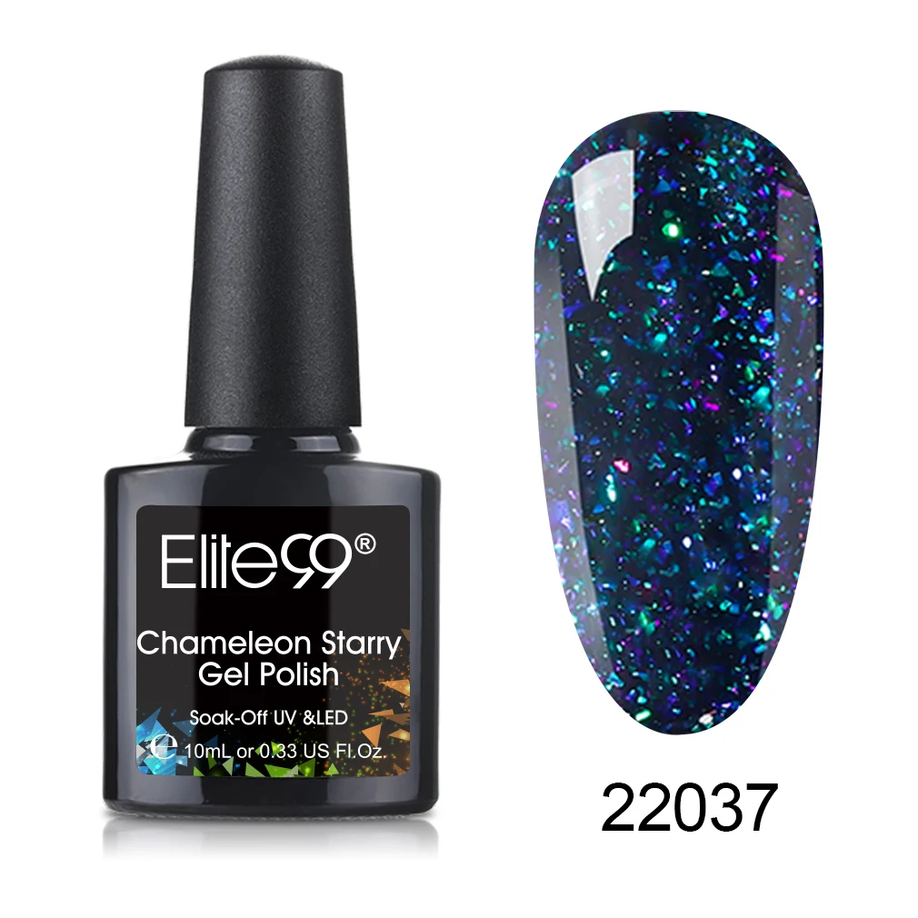 

Elite99 Luminous Starry Glitter Gel Lacquer 10ML Soak Off Enamel UV Gel Nail Polish Varnish Chameleon Gel Polish Black Based