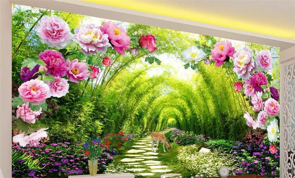 3d Custom photo mural wallpaper Garden shade flower door decor painting wall murals for walls 3 d | Обустройство дома