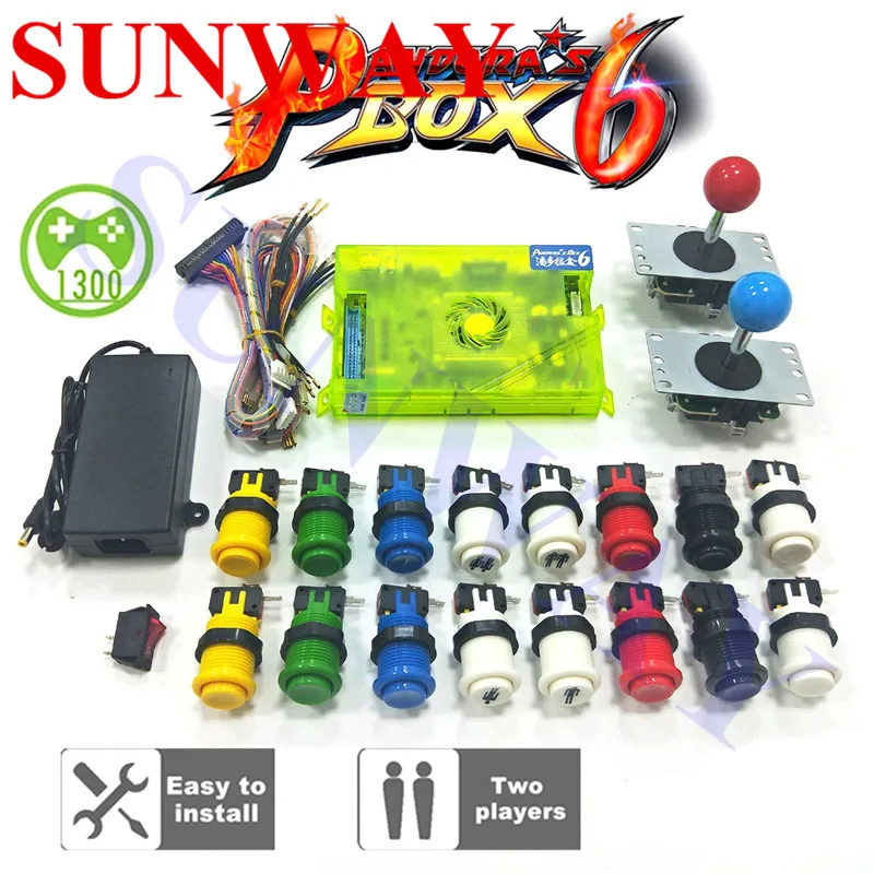 2 игрока набор для аркадных игр Pandora box 6 1300 в 1 игровая доска и 5-контактный джойстик