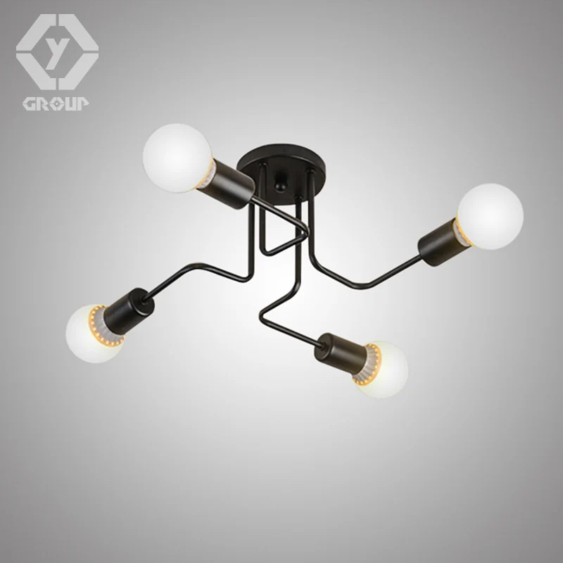 Oygroup Винтаж кованые 4 головок несколько стержня потолочный светильник творческий