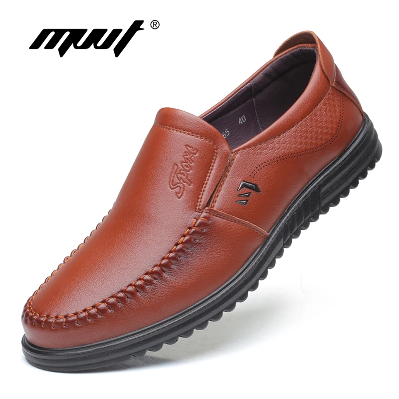 MVVT/Удобная мужская обувь из спилка качественные повседневные мужские лоферы без