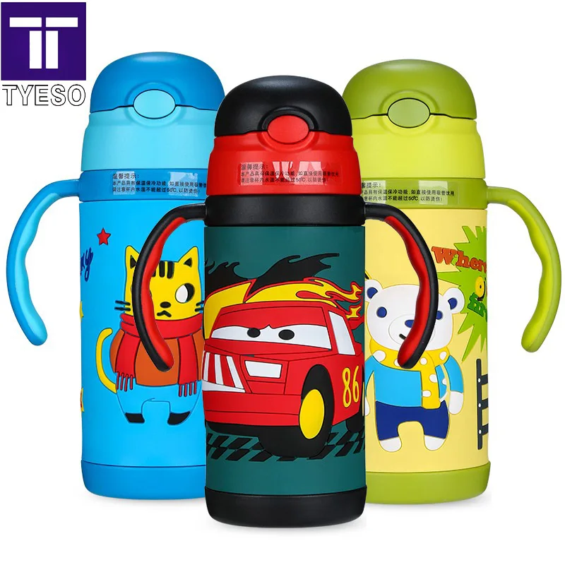 3D мультяшный термос Детская Термокружка мягкая силиконовая соломенная