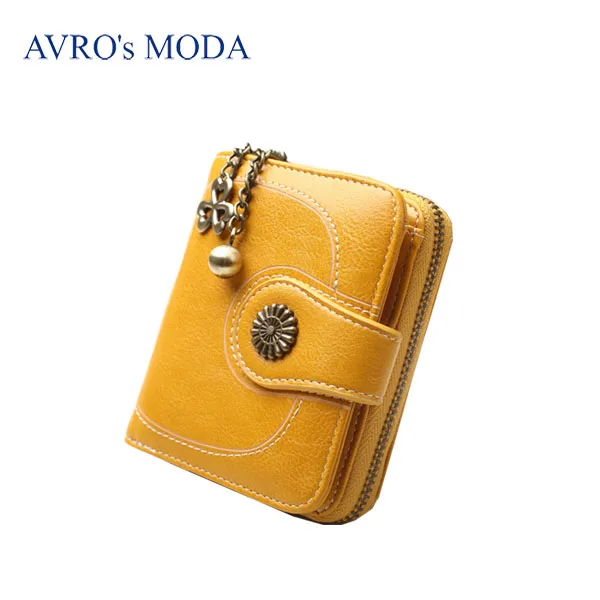 yellow AVRO's MODA брендовый Кошелек из искусственной кожи для женщин горячая распродажа винтажный кошелек на молнии с ремешком сумка для денег карман для монет телефона клатч - Цвет: yellow