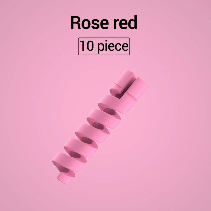 10pcs Rose red PZOZ 10 шт. кабель протектор кремнезема зарядное устройство протектор кабель для iphone samsung кабель управление organizador кабели провода Организатор - Цвет: 10pcs Rose red