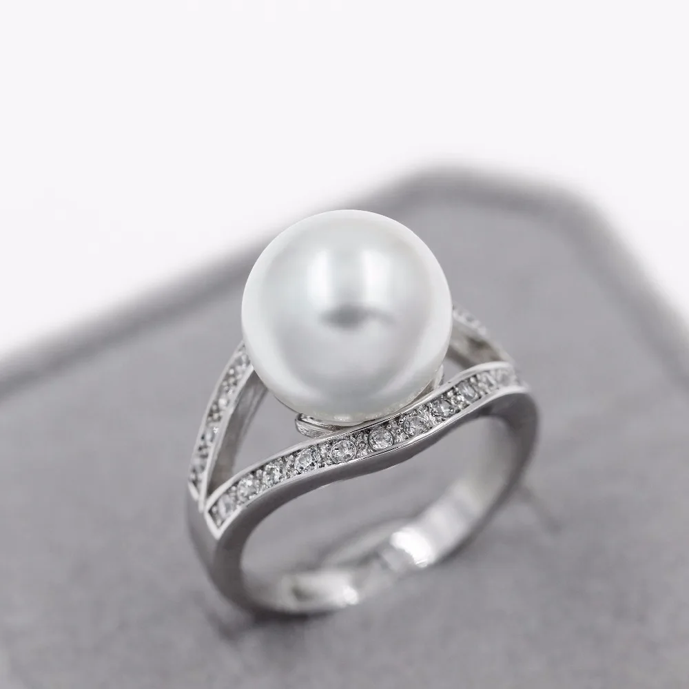 Обручальное Белый красные Черные Имитация Pearl Ring Свадебные серебряные кольца для