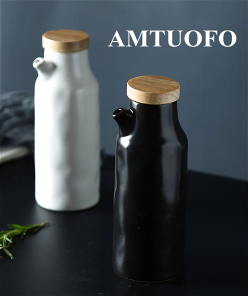 AMTUOFO Кухня хранения бутылки простые керамика приправы горшок соевого соуса