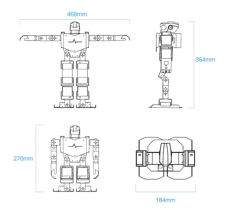 Робот H3s Biped Robotics набор в алюминиевой раме с 2 ножками дистанционный пульт