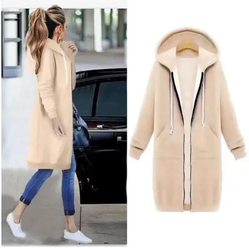 style5 Женская теплая зимняя флисовая парка с капюшоном, пальто, длинная куртка, женская верхняя одежда на молнии, женские толстовки, S-5XL размера плюс, толстовка - Цвет: style5