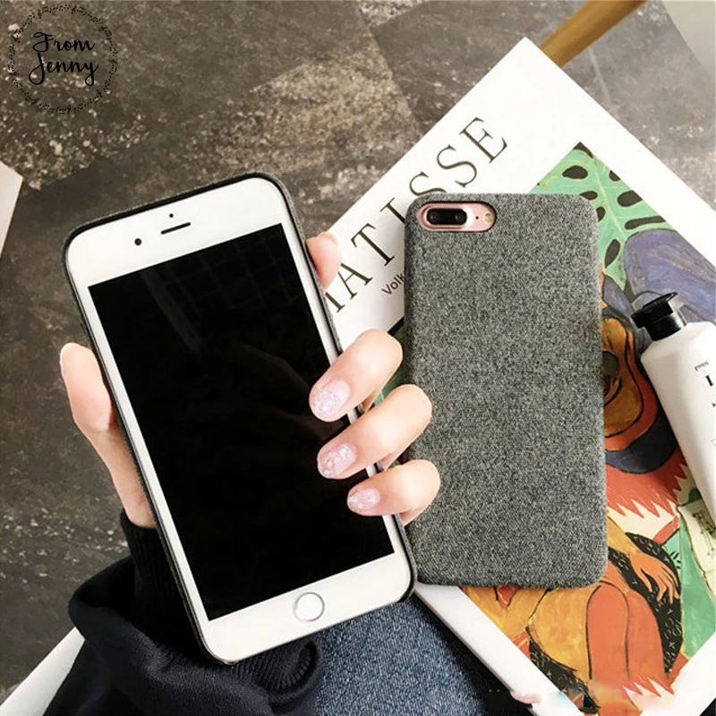 От Jenny тканевый чехол Capas для iPhone 7 7plus 6s 6plus 8 8plus элегантная ткань Осень-Зима мягкий