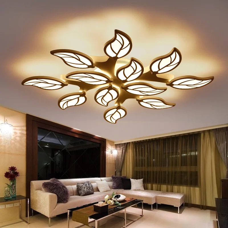 Современный Креативный светодиодный потолочный светильник с листвой лампа для