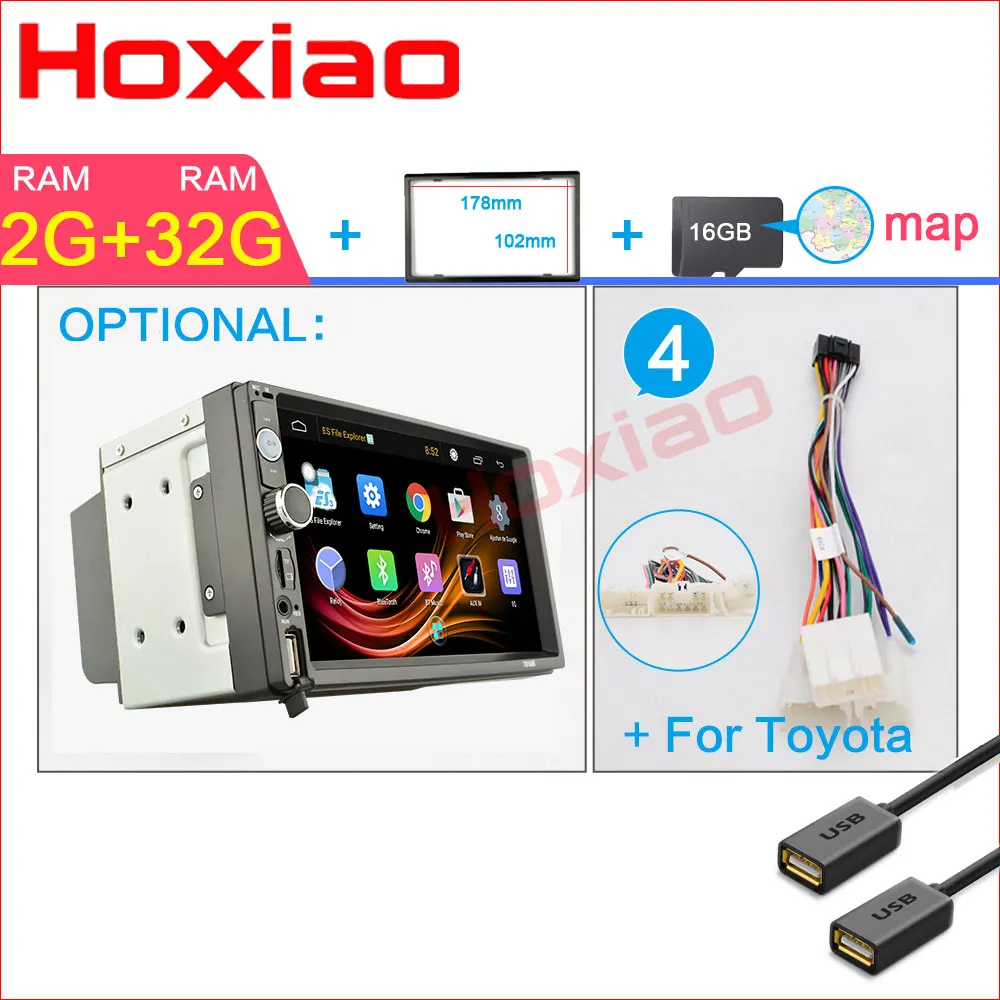 E-7010A-2G-Toyota Android 2 Гб ОЗУ 32 Гб ПЗУ автомобильное радио стерео gps навигация Bluetooth USB SD 2 Din сенсорный автомобильный мультимедийный плеер аудио плеер авторадио - Цвет: E-7010A-2G-Toyota