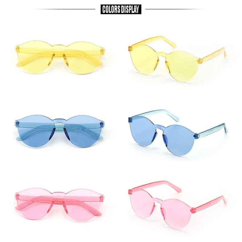 Детские солнцезащитные очки без оправы UV400 ярких цветов красивые для девочек и