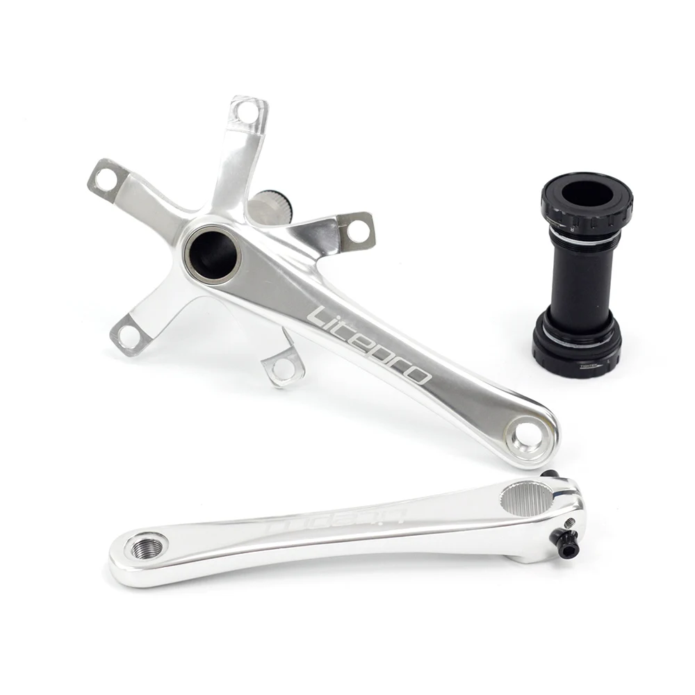 glossy silver crank Litepro Элитная велосипедная цепная цепь с нижним кронштейном BCD 130 170 мм для Minivelo складной дорожный велосипед - Цвет: glossy silver crank