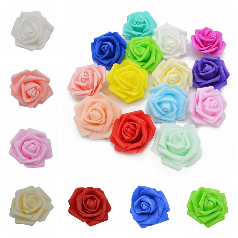 30 шт. 6 см ПЭ пена роза цветок Искусственные головки цветов свадебное украшение DIY
