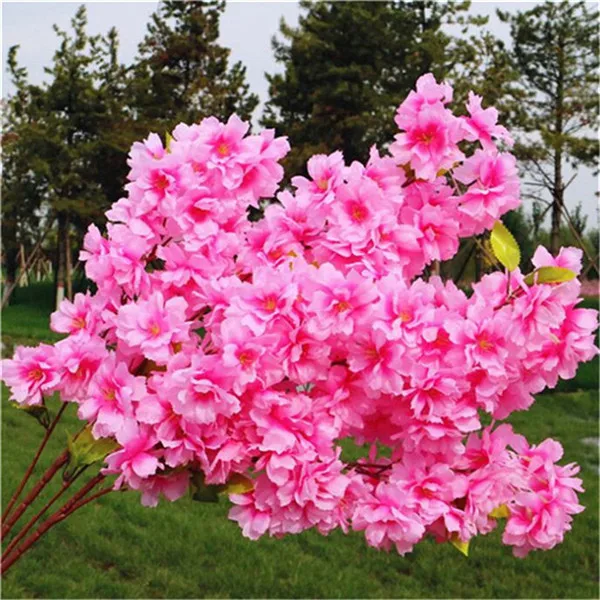 103cm deep pink 5p Шелковый цветок вишни ветви Бегония Сакура стволовых деревьев для свадьбы украшения деревьев искусственные декоративные цветы - Цвет: 103cm deep pink