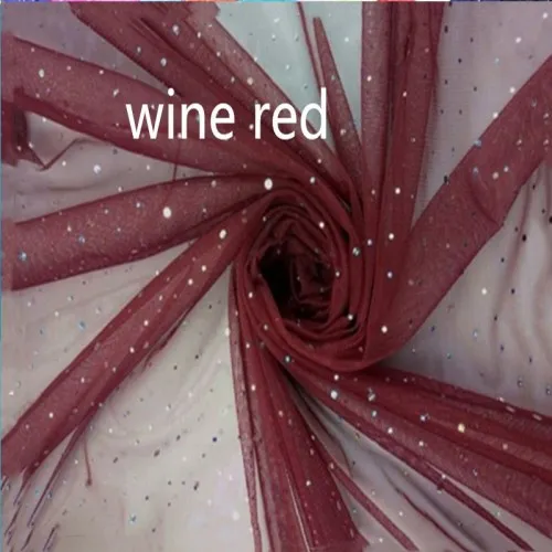 wine red 1,6*1 ярдов, мягкий тюль, лазерная блестка, ткань, сделай сам, детская юбка-пачка для душа, сшитое платье принцессы для свадебной вечеринки, Декор, африканская ткань - Цвет: wine red