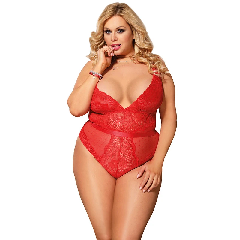 red bodysuit Comeondear, Сексуальное Женское боди размера плюс, Холтер, открытая спина, v-образный вырез, боди для женщин, Прозрачный цветочный боди, женский комбинезон, RA80807 - Цвет: red bodysuit