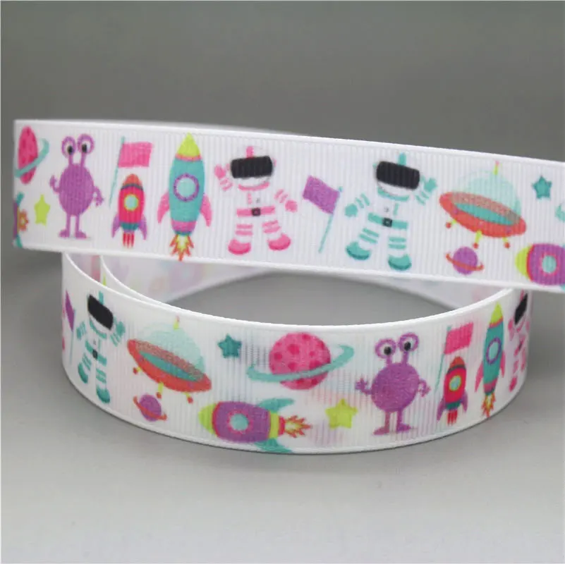 DHK 7/8'' 10yards quatrefoil space robot printed grosgrain Ribbon Accessory hairbow headwear decoration Wholesale OEM B1753 | Дом и