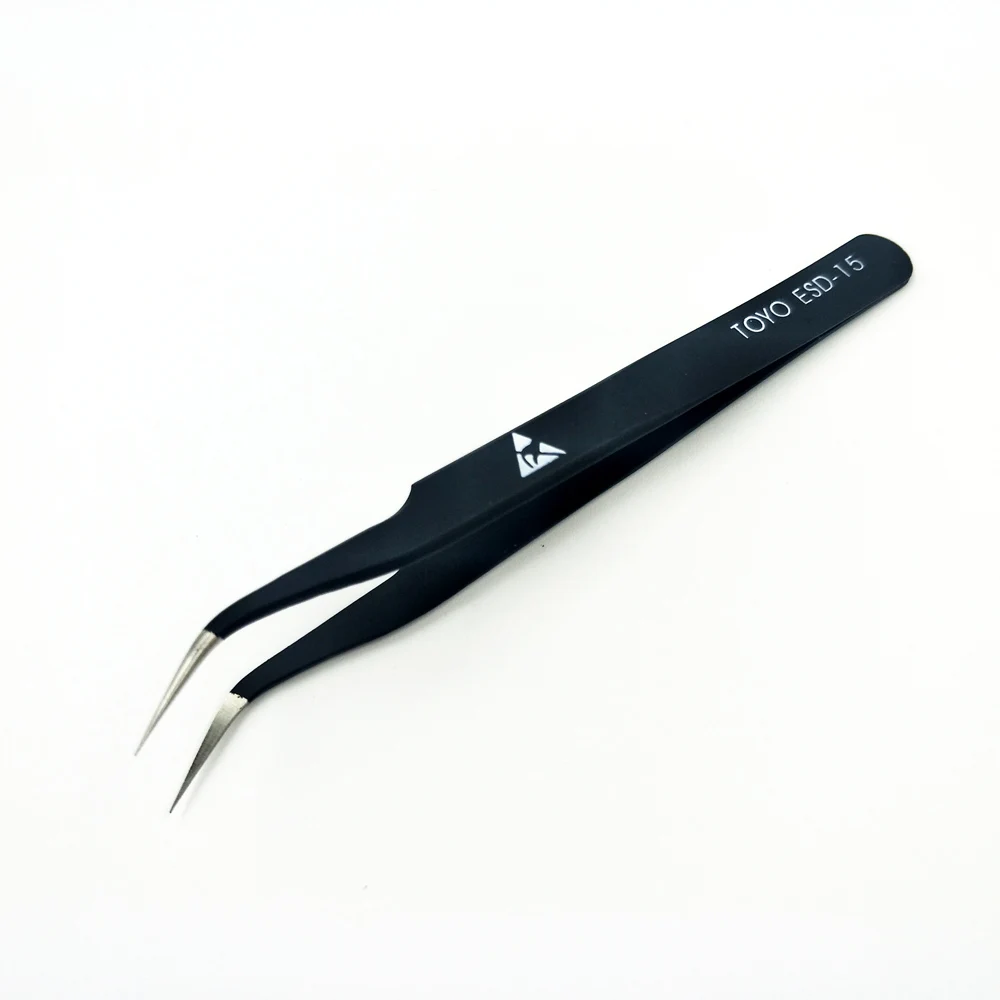 High Quality TOYO ESD Anti-static Tweezers Precision Elbow Beak Straight Round Stainless Steel Electronic Clip | Инструменты