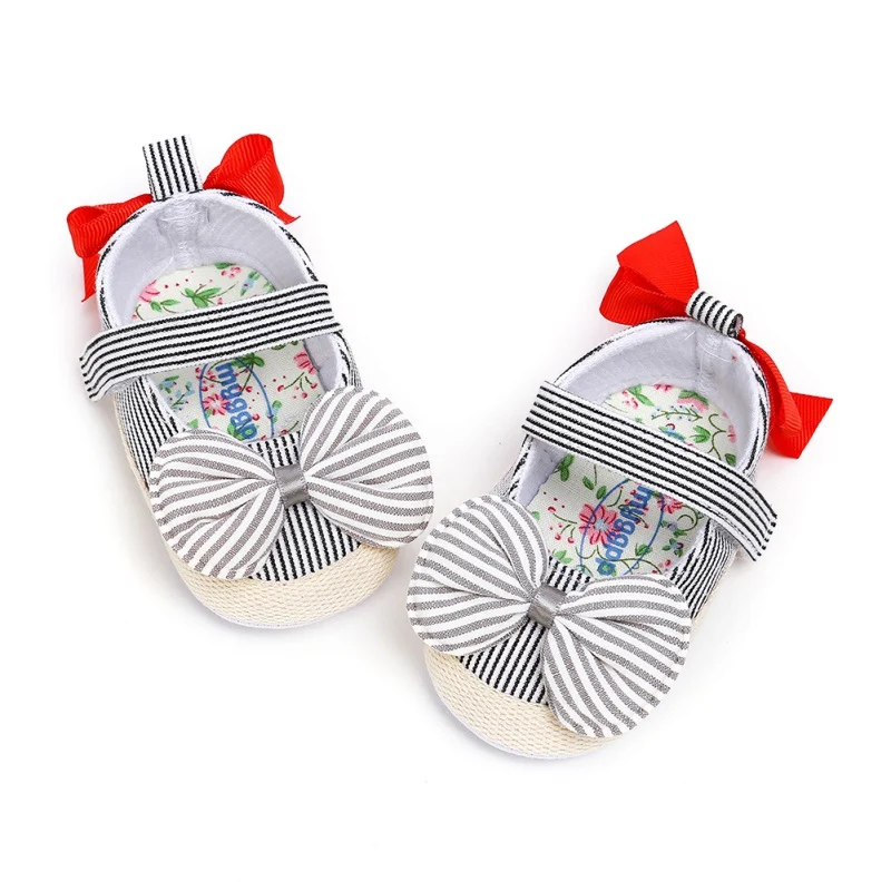 

Big BowKnot Girls Shoes Newborn Striped Toddler Baby shoes Casual Sneakers Toddler Soft Soled First Walkers Princess Shoes