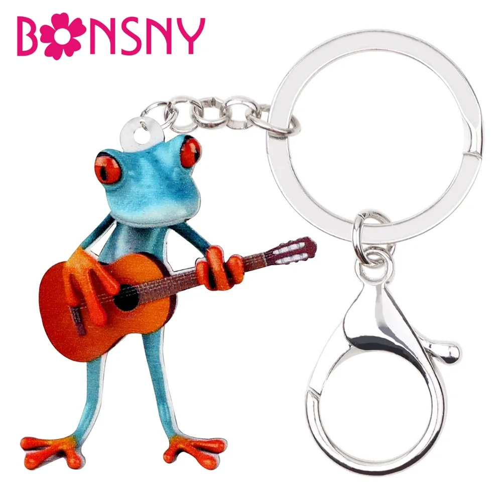 Bonsny акриловый гитарный ключ в форме лягушки цепи брелки держатель модные милые