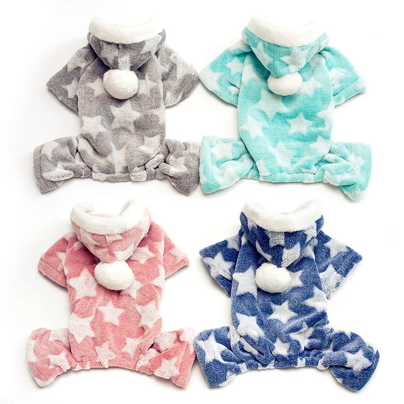 Осенне зимнее теплое пальто для собак с четырьмя ножками куртки маленьких звезд