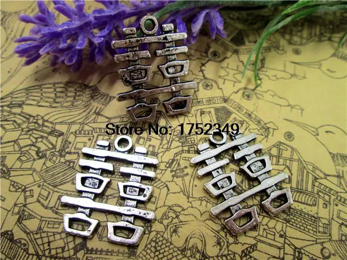 

75pcs--Antique Tibetan silver Chinese Character Double Happiness Wedding Decoration Charms pendant 21x24mm