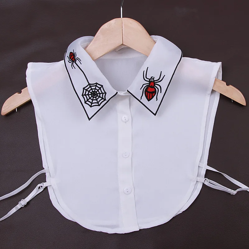 2017 новая мода Поддельный Воротник паук белый шифон галстук съемный воротник