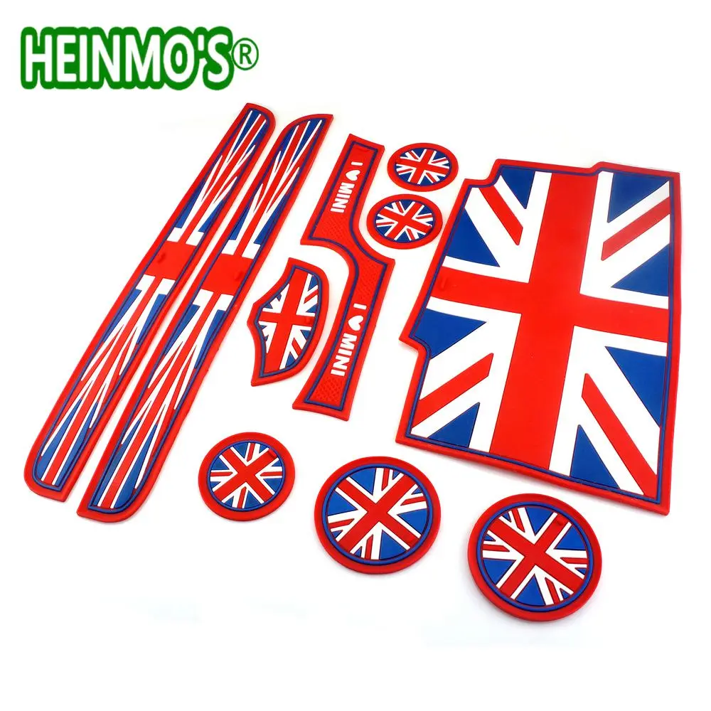 Red Union Jack 10 шт. для Mini Cooper F56 двери ворота Слот коврик для Mini F56 автомобиля Стайлинг наклейки комплект Противоскользящий коврик для Mini Cooper аксессуары - Название цвета: Red Union Jack