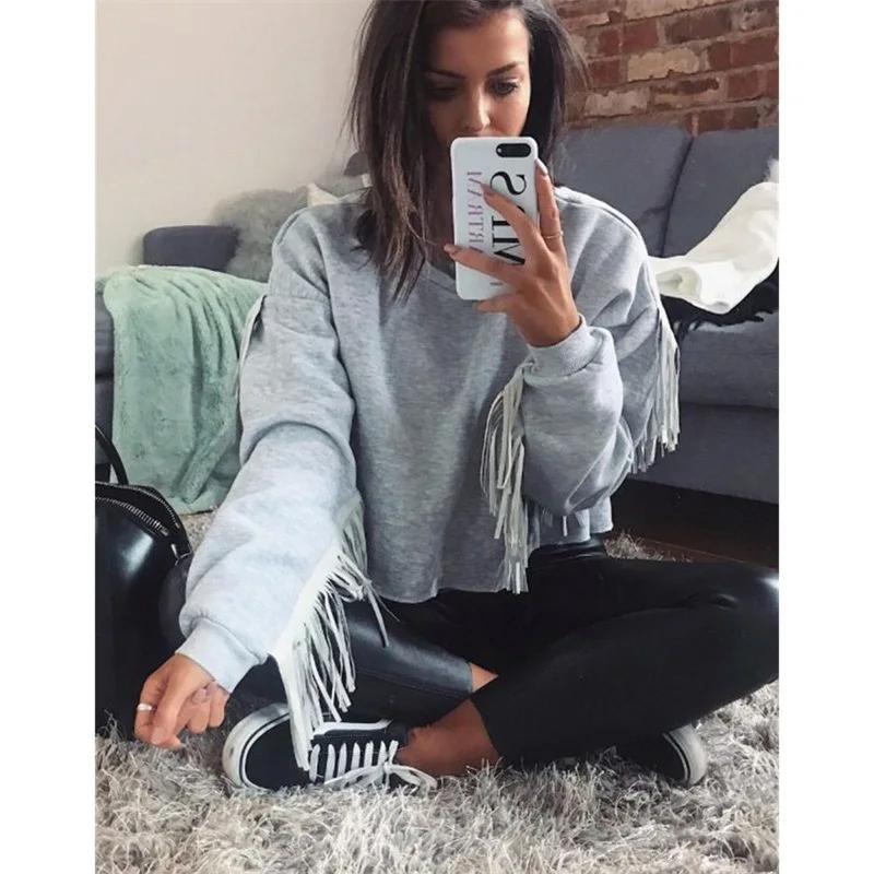 BKLD Модный женский пуловер с бахромой в стиле пэчворк повседневные пикантные