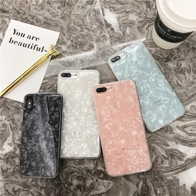 NFH Luxury Colorful Conch Shell Phone Case For iphone 8 7 Plus Fashion Cute Soft Back Cover On X 6 6S |
